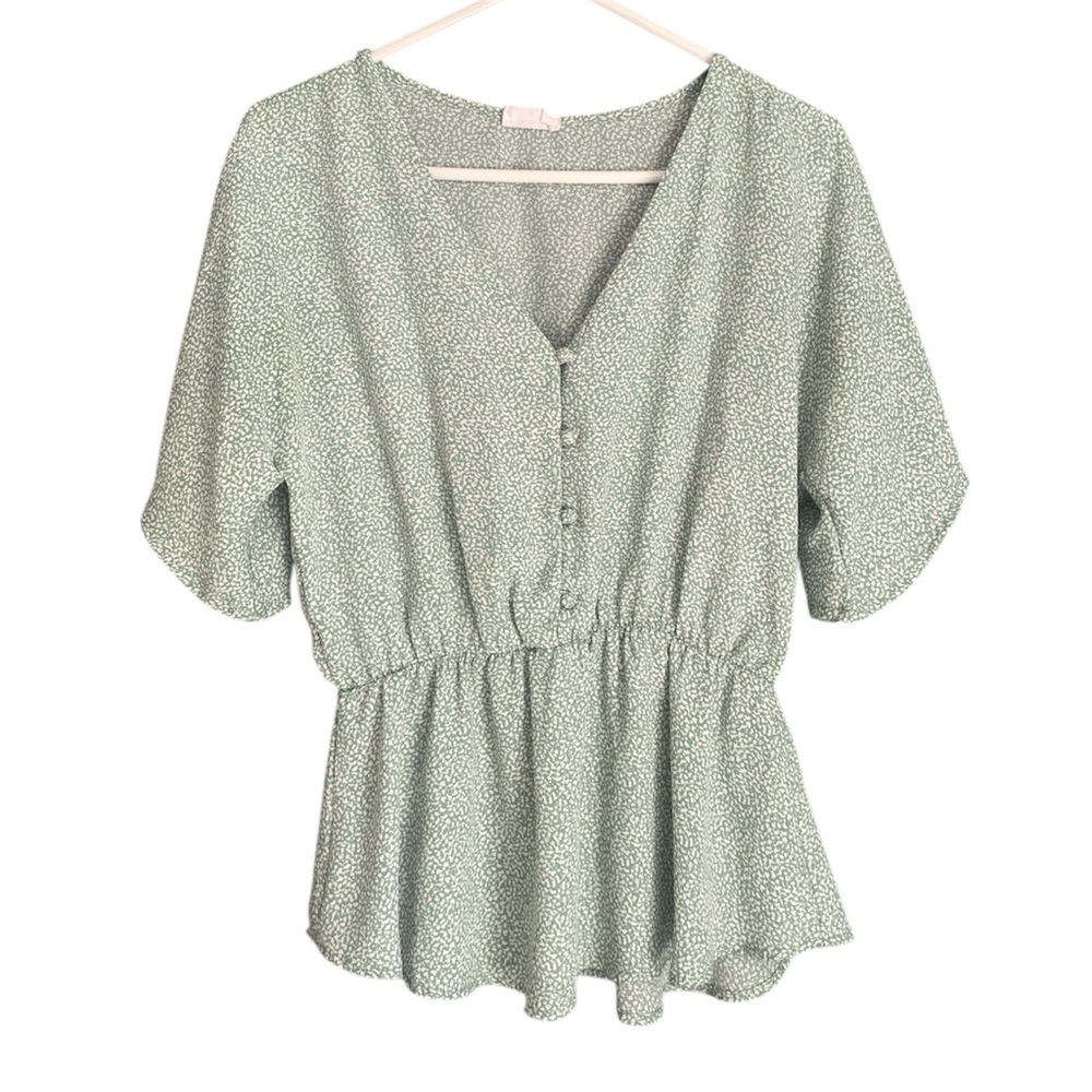 Sienna Sky Green Button-Down Blouse